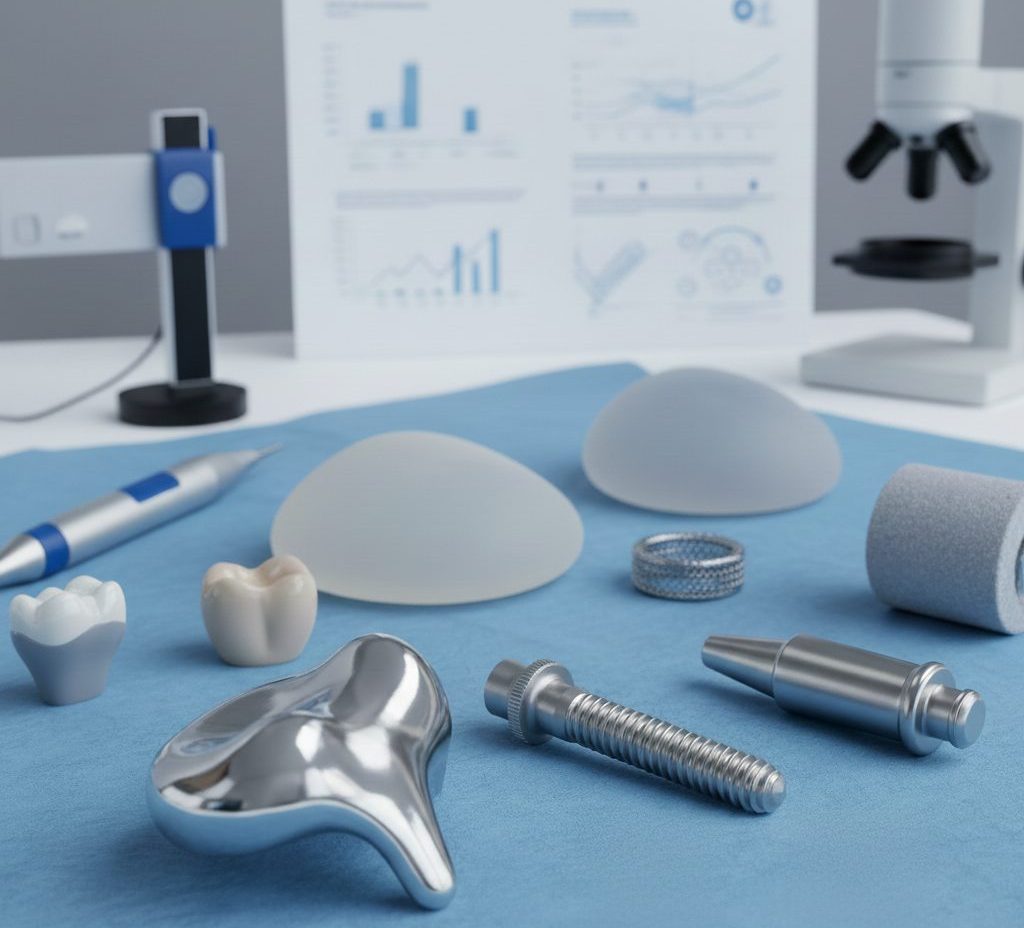 Surface finish comparison of medical implants showing textures for improved biocompatibility and wear performance
